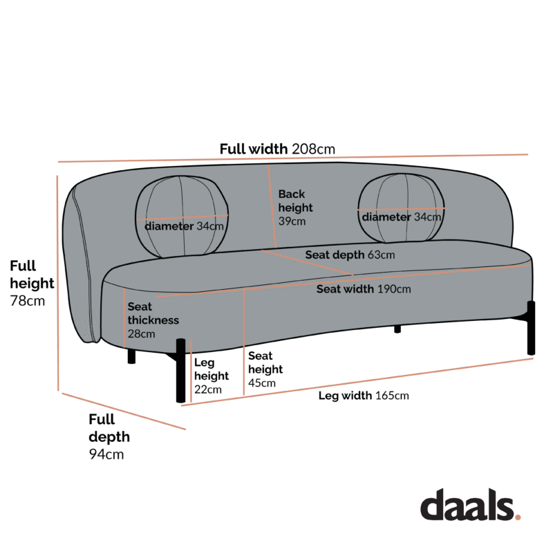 Amboise 3-Seater Curved Sofa with Ball Cushions, Mist Grey Boucle - Image 7