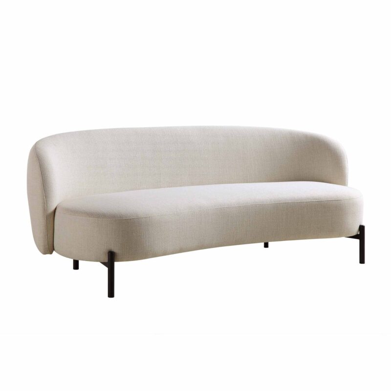 Amboise 3-Seater Curved Sofa with Ball Cushions, Beige Linen Blend - Image 7