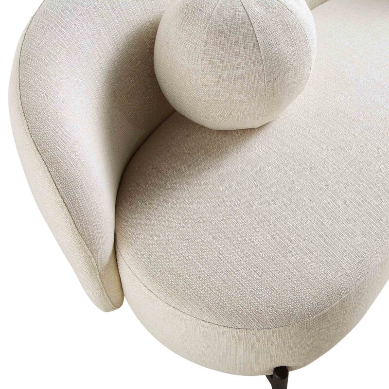 Amboise 3-Seater Curved Sofa with Ball Cushions, Beige Linen Blend - Image 14