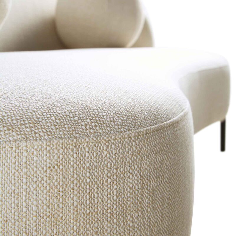 Amboise 3-Seater Curved Sofa with Ball Cushions, Beige Linen Blend - Image 15