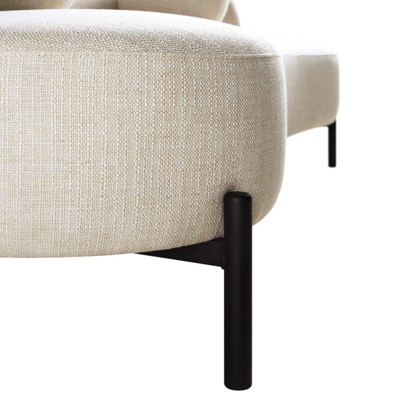 Amboise 3-Seater Curved Sofa with Ball Cushions, Beige Linen Blend - Image 16