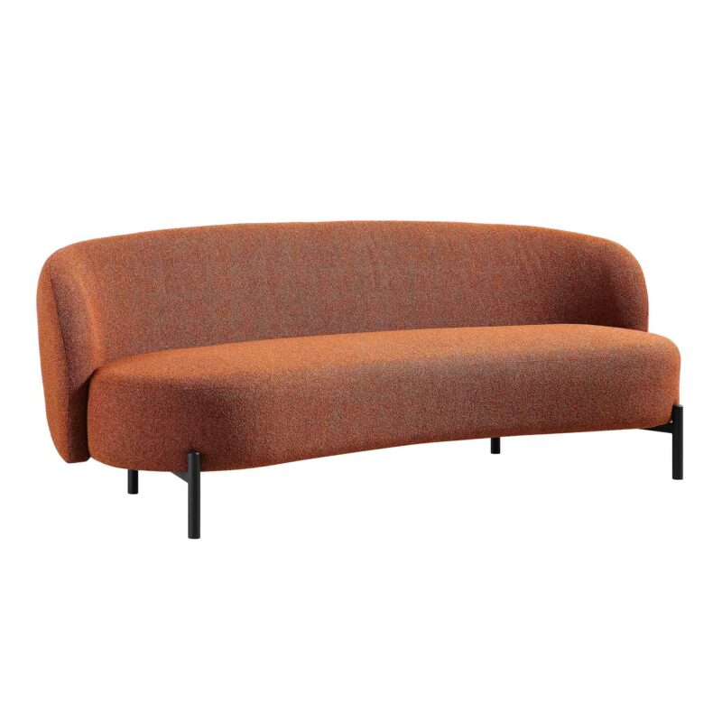 Amboise 3-Seater Curved Sofa with Ball Cushions, Brick Boucle - Image 7