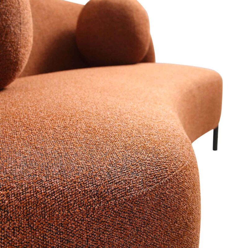 Amboise 3-Seater Curved Sofa with Ball Cushions, Brick Boucle - Image 14