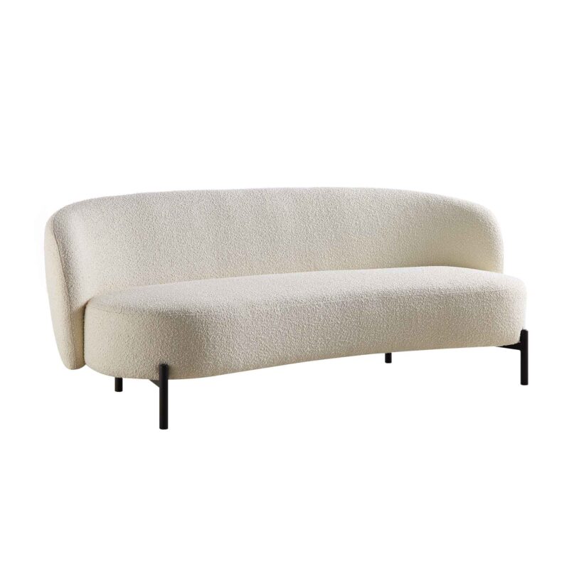 Amboise 3-Seater Curved Sofa with Ball Cushions, Ecru Boucle - Image 8
