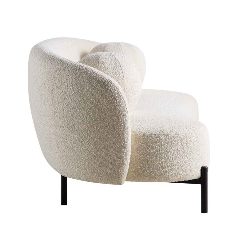 Amboise 3-Seater Curved Sofa with Ball Cushions, Ecru Boucle - Image 13