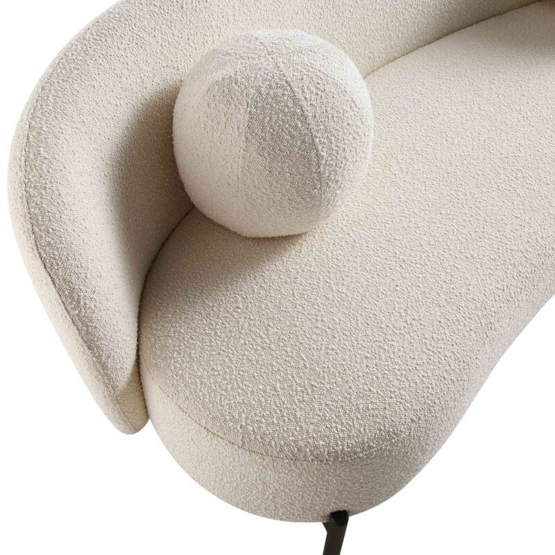 Amboise 3-Seater Curved Sofa with Ball Cushions, Ecru Boucle - Image 15