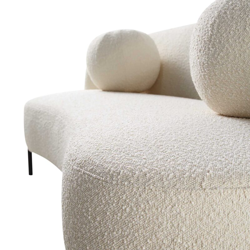 Amboise 3-Seater Curved Sofa with Ball Cushions, Ecru Boucle - Image 16