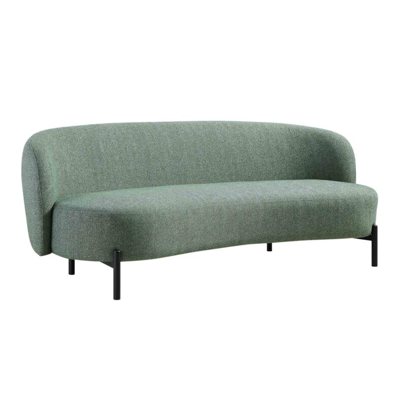 Amboise 3-Seater Curved Sofa with Ball Cushions, Spruce Green Textured Fabric - Image 8
