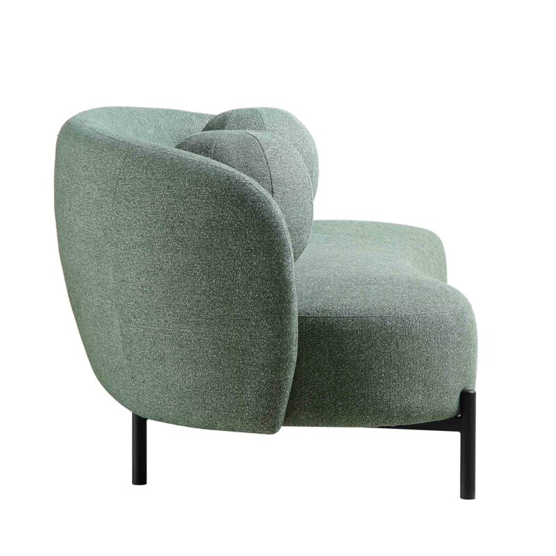 Amboise 3-Seater Curved Sofa with Ball Cushions, Spruce Green Textured Fabric - Image 10