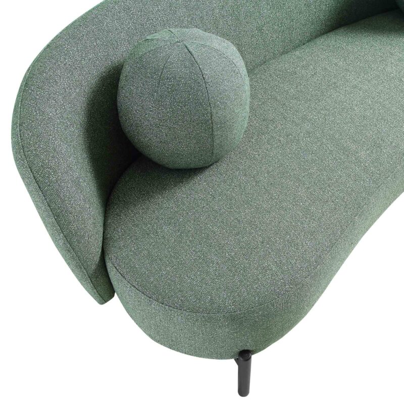 Amboise 3-Seater Curved Sofa with Ball Cushions, Spruce Green Textured Fabric - Image 12