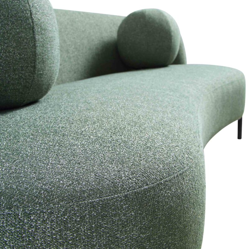 Amboise 3-Seater Curved Sofa with Ball Cushions, Spruce Green Textured Fabric - Image 13