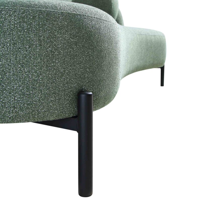 Amboise 3-Seater Curved Sofa with Ball Cushions, Spruce Green Textured Fabric - Image 14