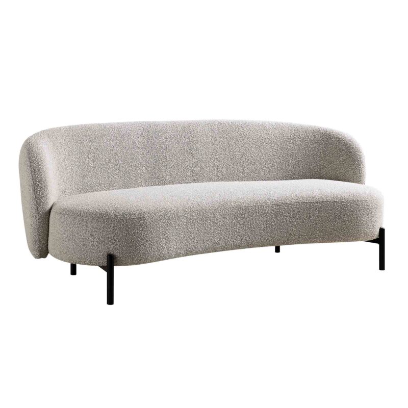 Amboise 3-Seater Curved Sofa with Ball Cushions, Mist Grey Boucle - Image 6