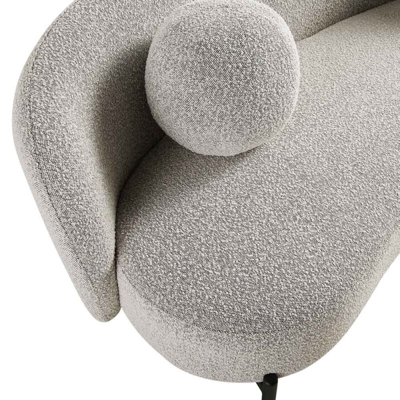 Amboise 3-Seater Curved Sofa with Ball Cushions, Mist Grey Boucle - Image 12