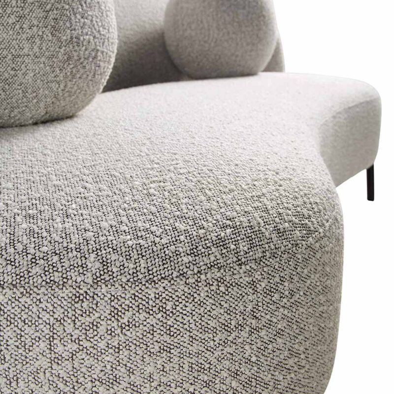 Amboise 3-Seater Curved Sofa with Ball Cushions, Mist Grey Boucle - Image 13