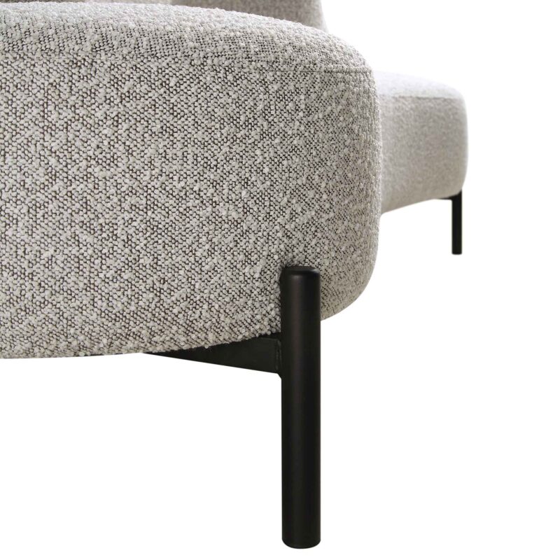 Amboise 3-Seater Curved Sofa with Ball Cushions, Mist Grey Boucle - Image 14