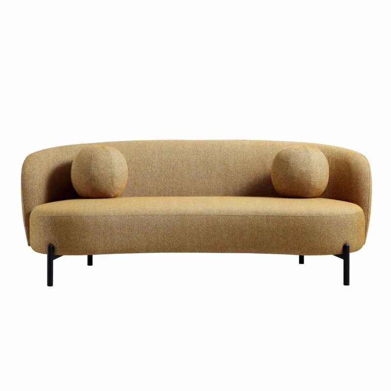 Amboise 3-Seater Curved Sofa with Ball Cushions, Marigold Textured Fabric - Image 5