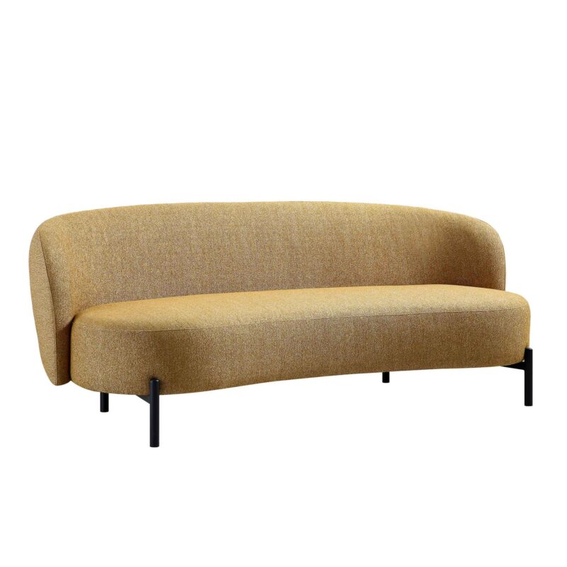 Amboise 3-Seater Curved Sofa with Ball Cushions, Marigold Textured Fabric - Image 8