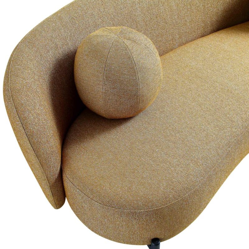 Amboise 3-Seater Curved Sofa with Ball Cushions, Marigold Textured Fabric - Image 12