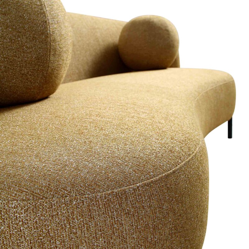 Amboise 3-Seater Curved Sofa with Ball Cushions, Marigold Textured Fabric - Image 13