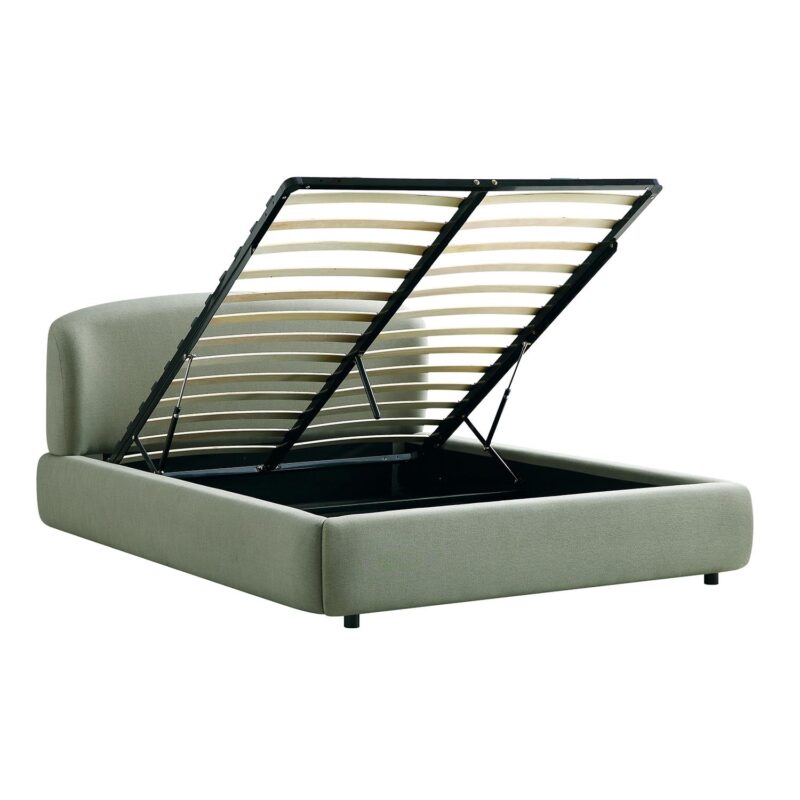 Constance Winged Headboard Ottoman Storage Bed, Olive Linen - Image 9