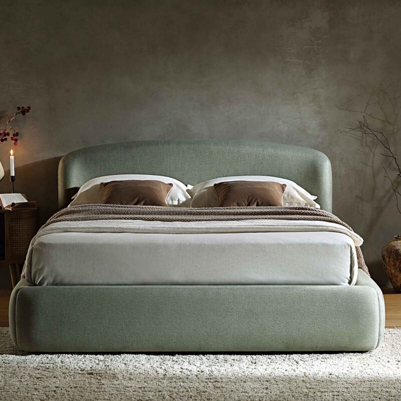 Constance Winged Headboard Ottoman Storage Bed, Olive Linen - Image 2