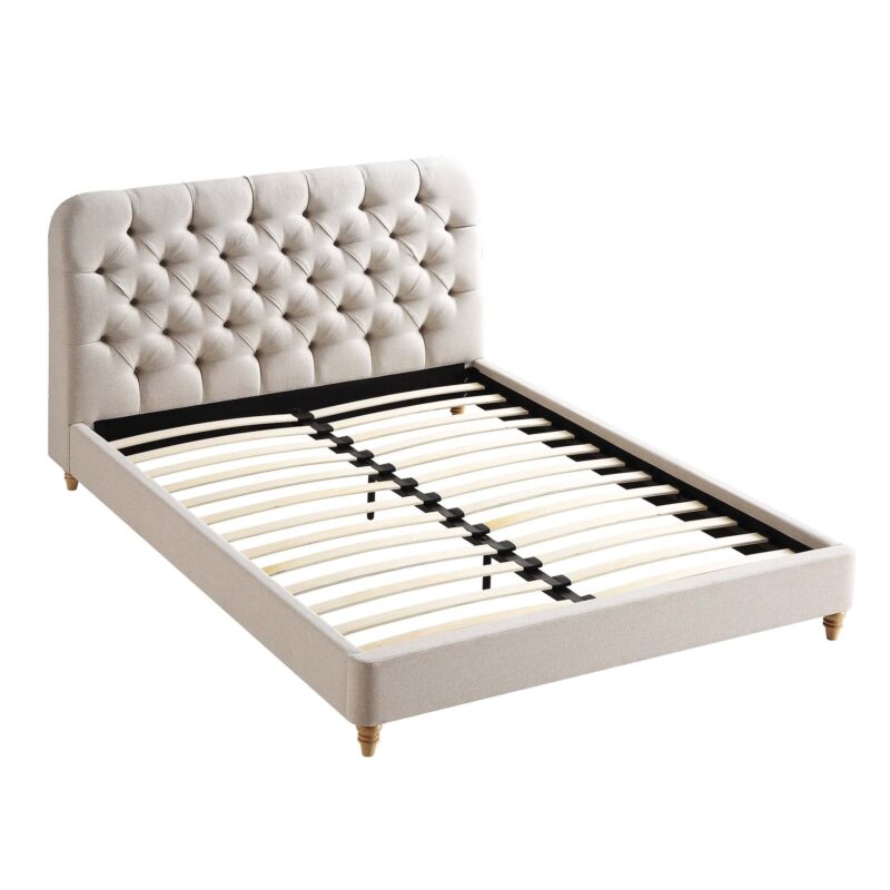 Leamington Deep-Buttoned Upholstered Bed, Oatmeal Fabric - Image 7