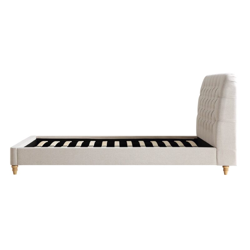 Leamington Deep-Buttoned Upholstered Bed, Oatmeal Fabric - Image 8