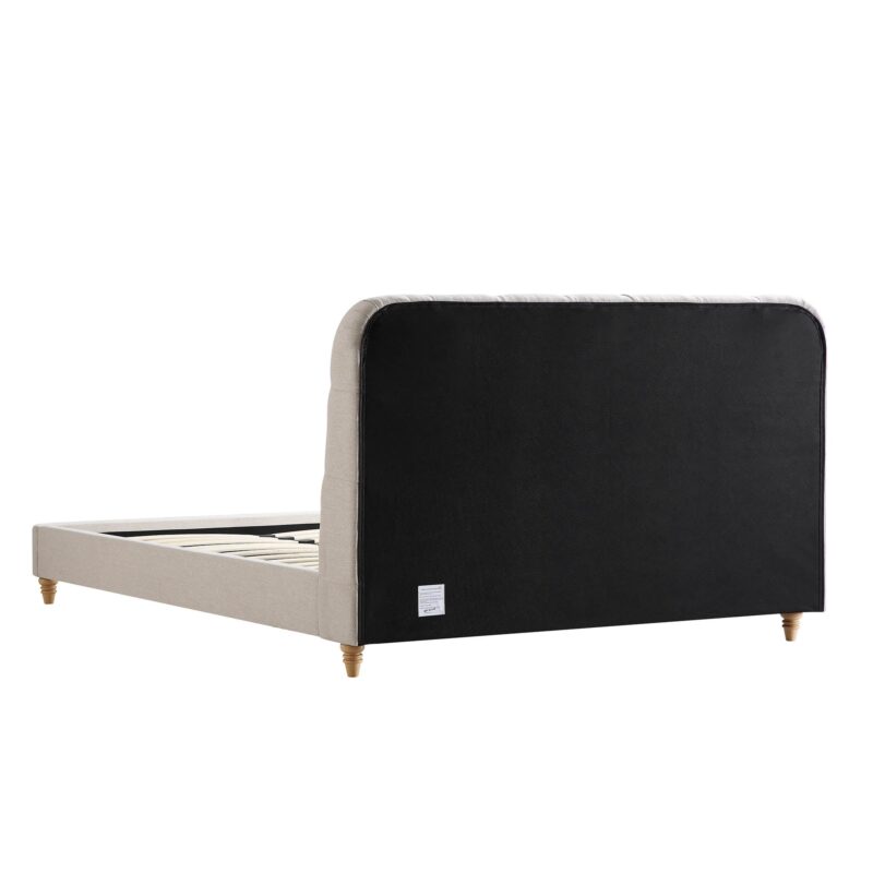 Leamington Deep-Buttoned Upholstered Bed, Oatmeal Fabric - Image 9