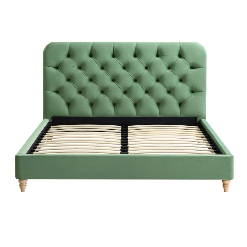 Leamington Deep-Buttoned Upholstered Bed, Meadow Green Velvet - Image 4