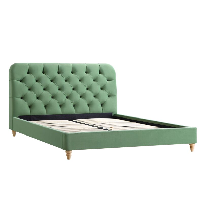 Leamington Deep-Buttoned Upholstered Bed, Meadow Green Velvet - Image 5