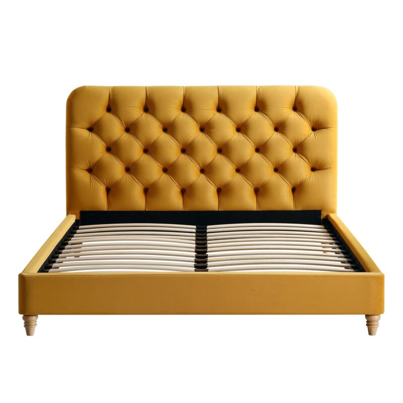 Leamington Deep-Buttoned Upholstered Bed, Turmeric Yellow Velvet - Image 4