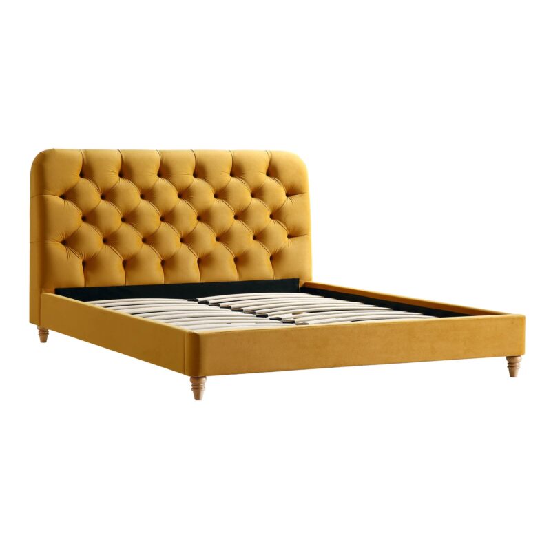 Leamington Deep-Buttoned Upholstered Bed, Turmeric Yellow Velvet - Image 5