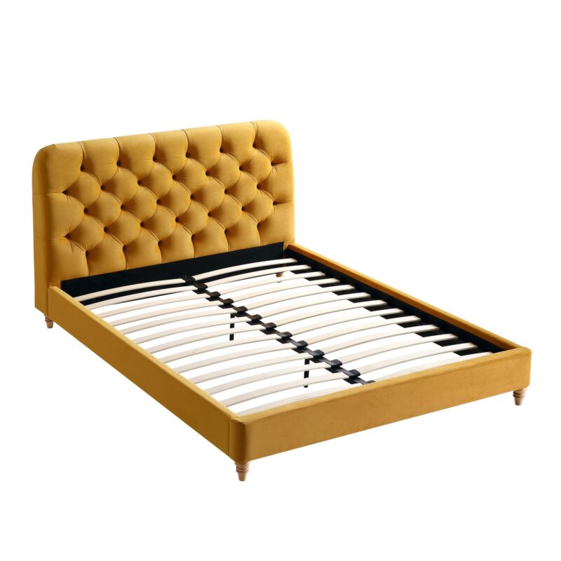 Leamington Deep-Buttoned Upholstered Bed, Turmeric Yellow Velvet - Image 7