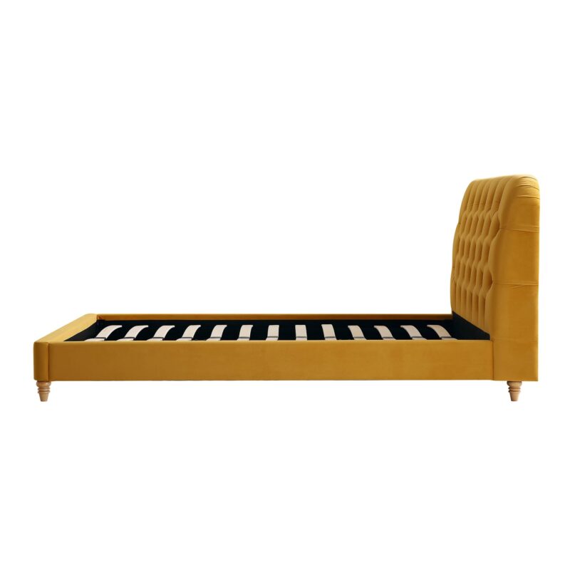 Leamington Deep-Buttoned Upholstered Bed, Turmeric Yellow Velvet - Image 8