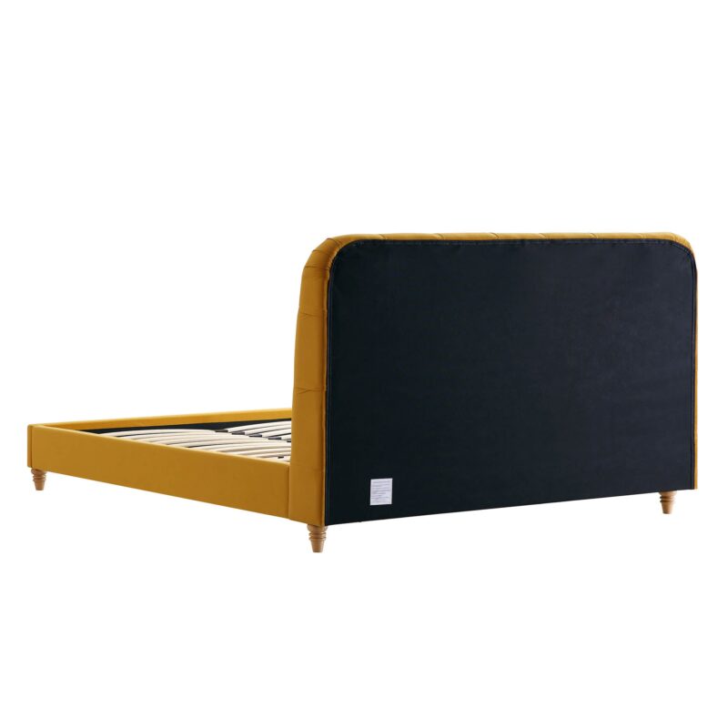 Leamington Deep-Buttoned Upholstered Bed, Turmeric Yellow Velvet - Image 9