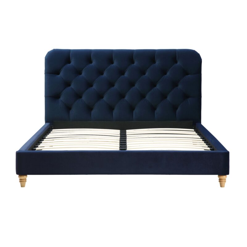 Leamington Deep-Buttoned Upholstered Bed, Midnight Blue Velvet - Image 4
