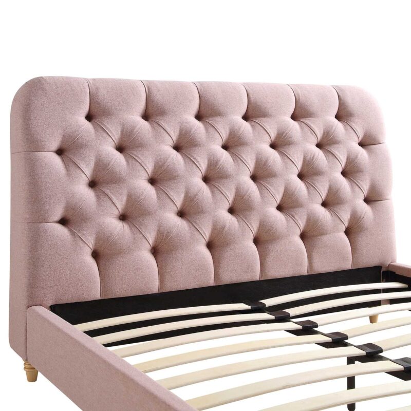 Leamington Deep-Buttoned Upholstered Bed, Rosewater Pink Fabric - Image 10