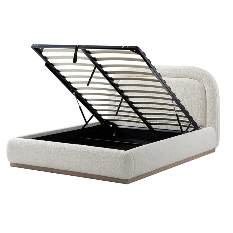 Luella Upholstered Wooden Plinth Base Storage Bed, Ecru Boucle - Image 9