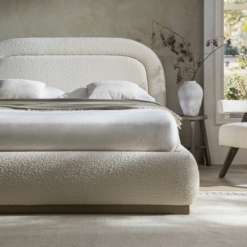 Luella Upholstered Wooden Plinth Base Storage Bed, Ecru Boucle - Image 4