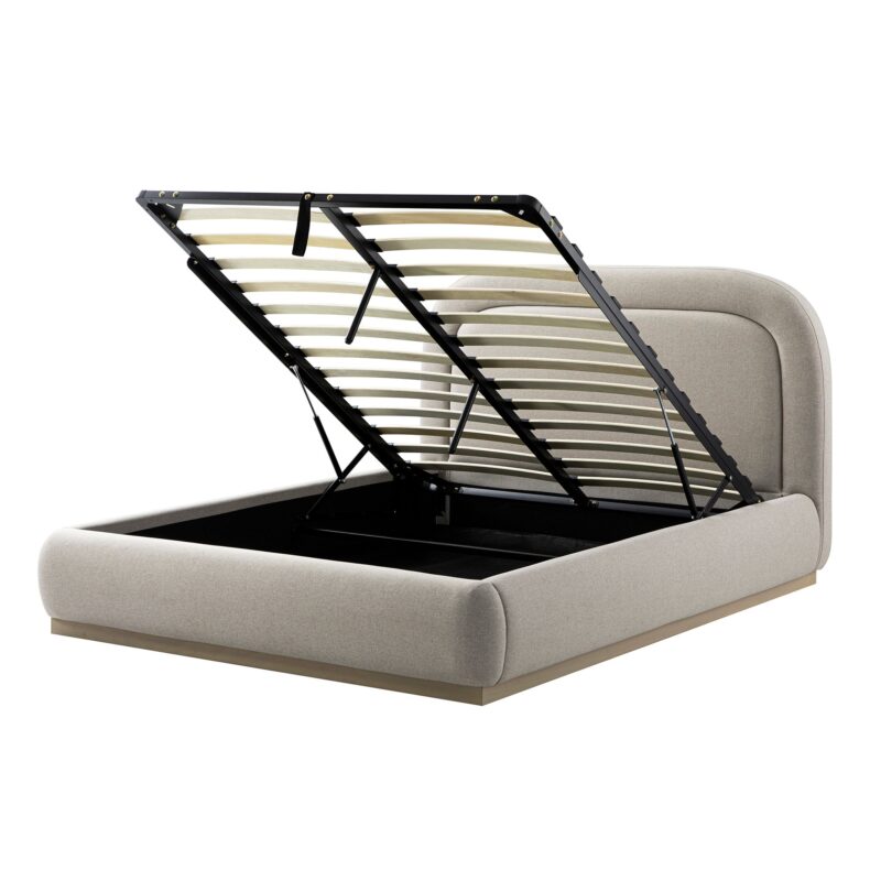Luella Upholstered Wooden Plinth Base Storage Bed, Sand Fabric - Image 11