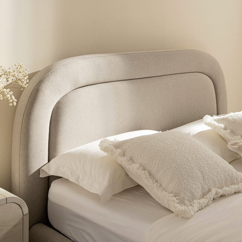Luella Upholstered Wooden Plinth Base Storage Bed, Sand Fabric - Image 4