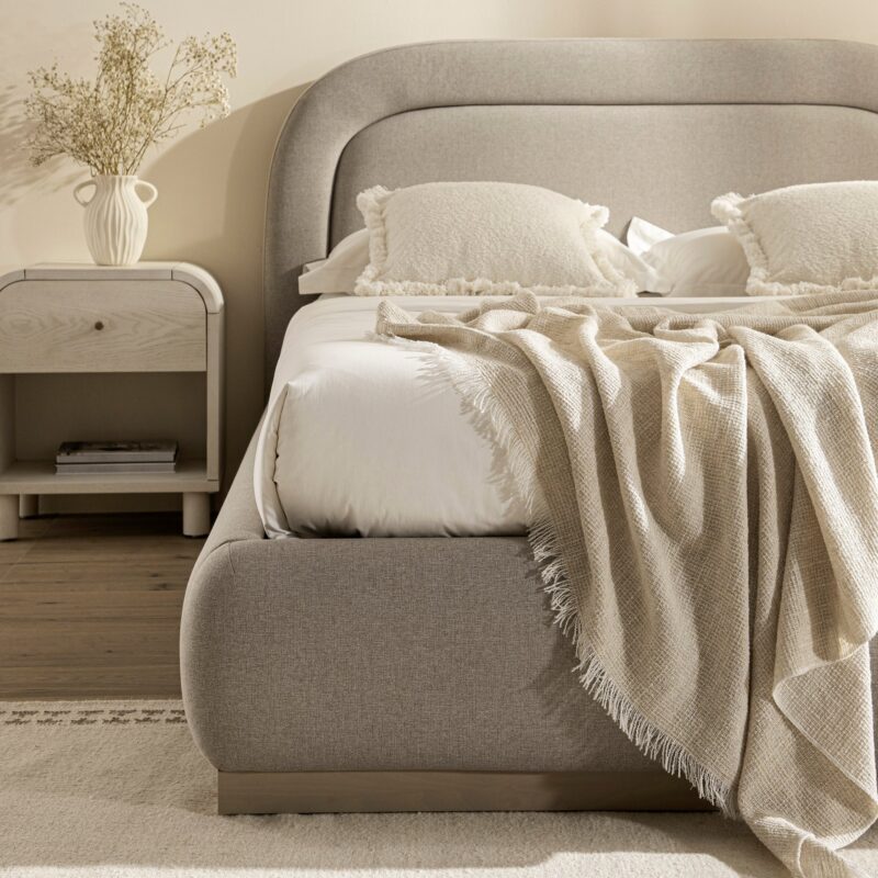 Luella Upholstered Wooden Plinth Base Storage Bed, Sand Fabric - Image 5