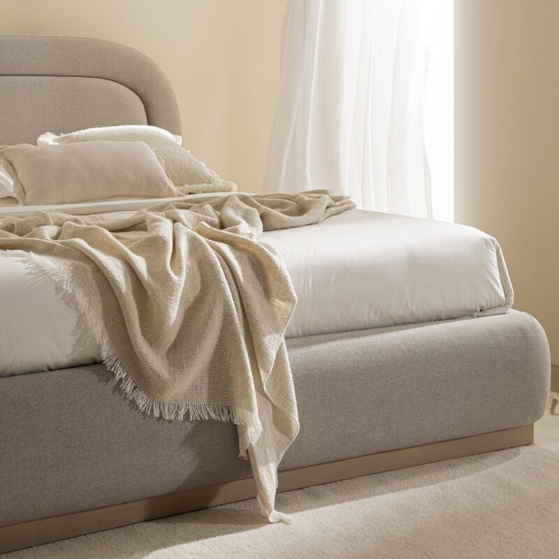 Luella Upholstered Wooden Plinth Base Storage Bed, Sand Fabric - Image 6