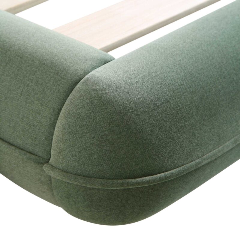 Elystan Oval Headboard Upholstered Bed, Olive Green Fabric - Image 12