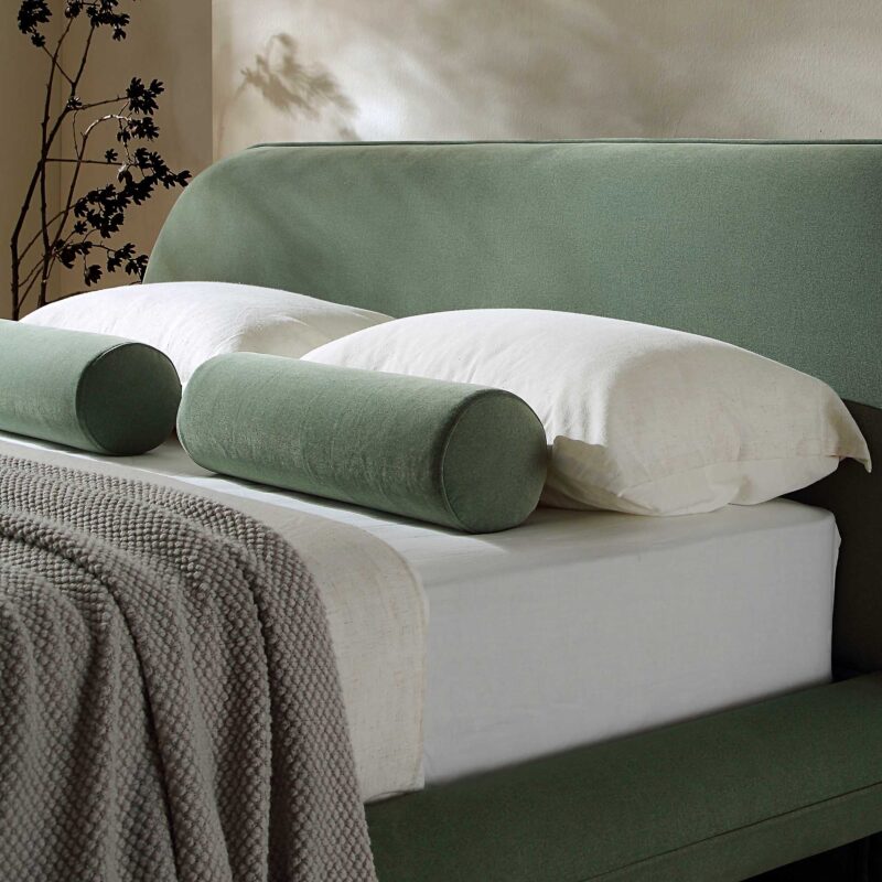 Elystan Oval Headboard Upholstered Bed, Olive Green Fabric - Image 4
