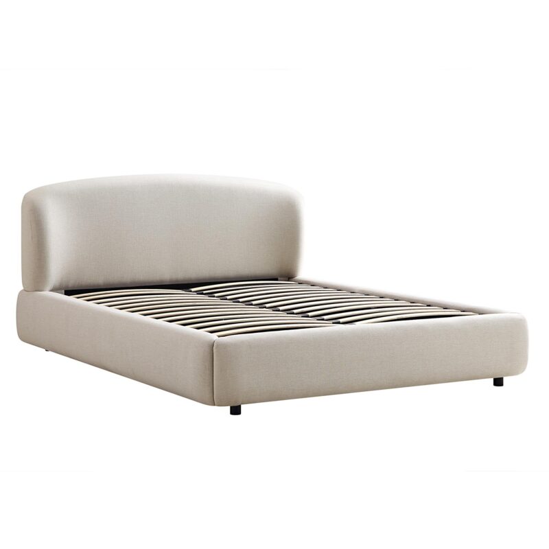 Constance Winged Headboard Ottoman Storage Bed, Beige Linen - Image 5