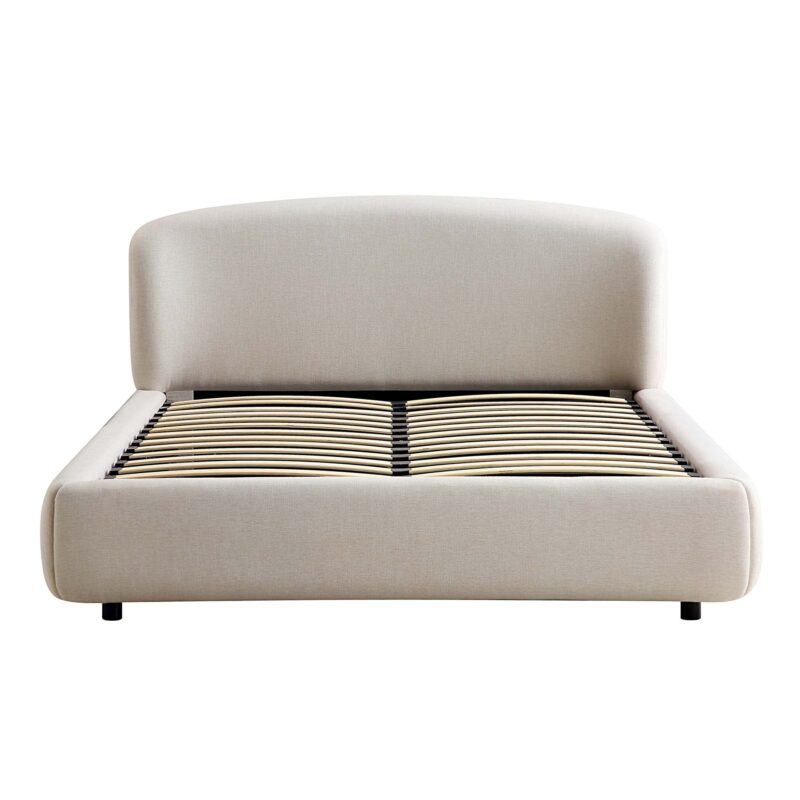 Constance Winged Headboard Ottoman Storage Bed, Beige Linen - Image 6