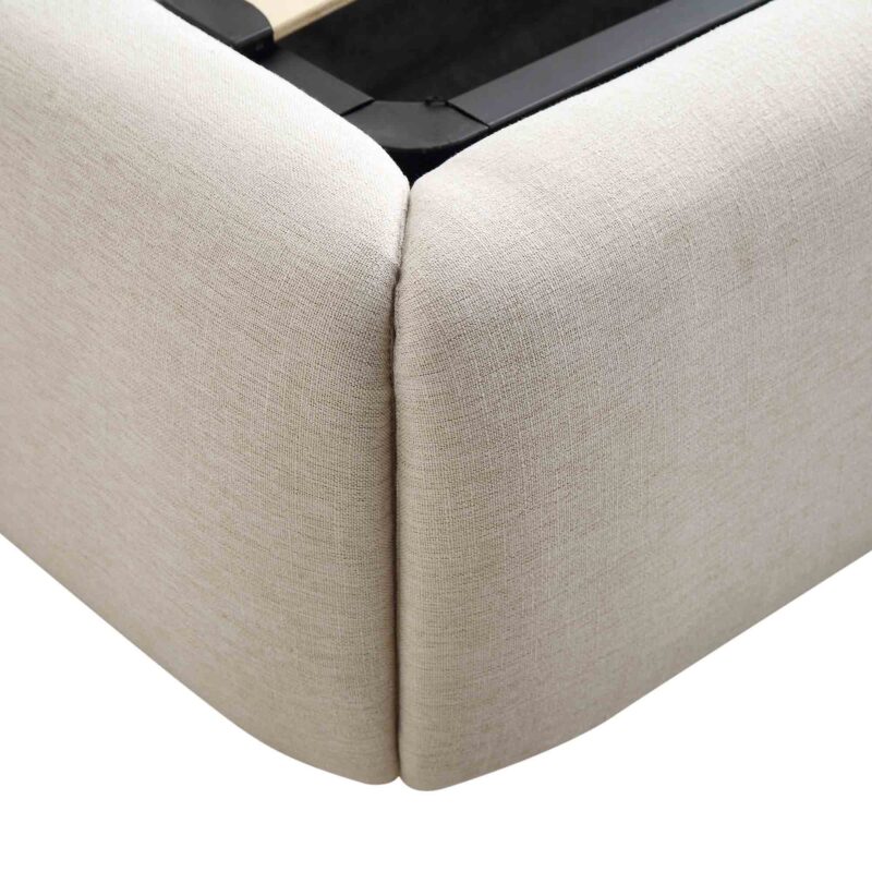 Constance Winged Headboard Ottoman Storage Bed, Beige Linen - Image 14