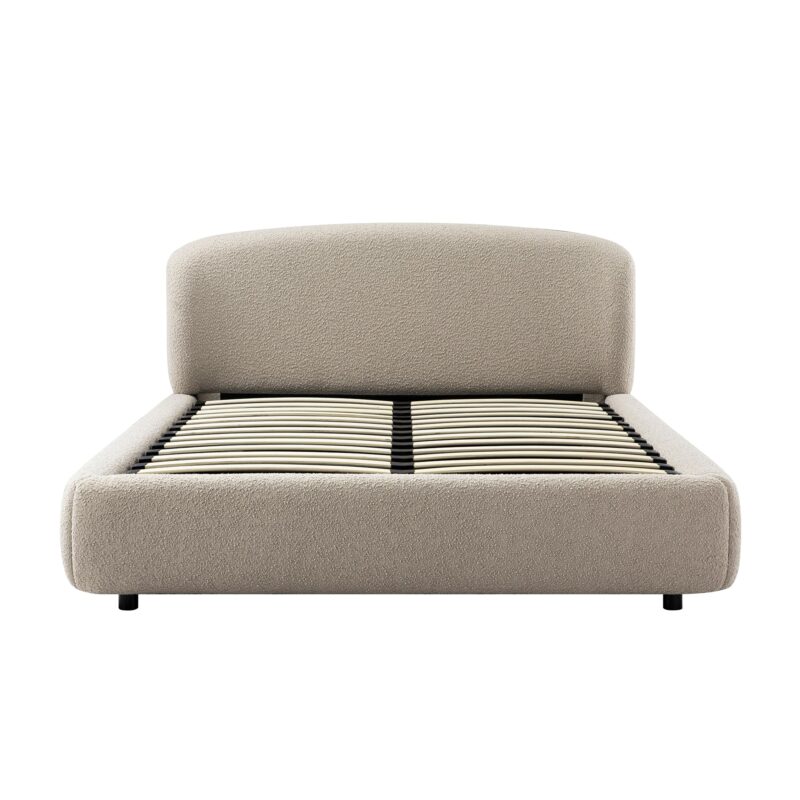 Constance Winged Headboard Ottoman Storage Bed, Light Taupe Boucle - Image 8